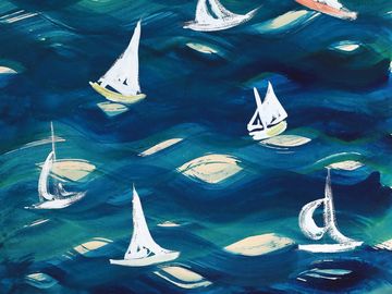 Auf Wellen tanzende Segelboote. Musterentwurf