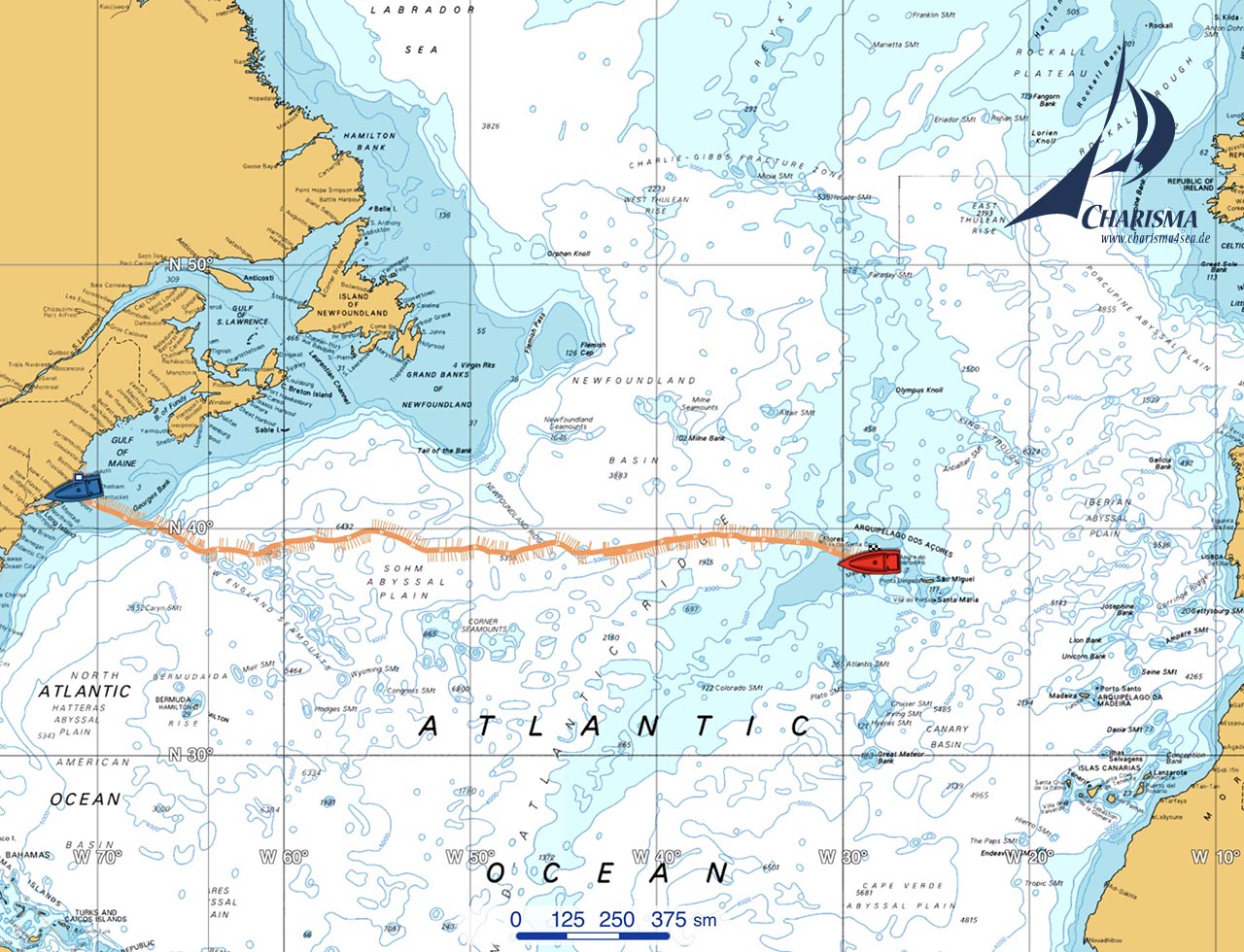 2.158 sm liegen in unserem Atlantik-Kielwasser